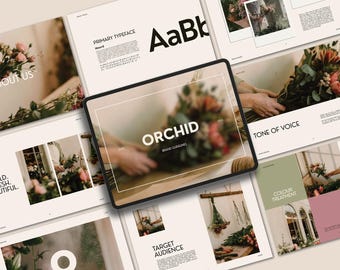 Sjabloon Canva-merkrichtlijnen: bewerkbare merkkit van 50 pagina's (digitale download)