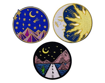 Mountain Landscape Patch | Wilderness Patch Adventure Patch Explorer Patch Hiking Patch Camping Patch Nature Patch Star Patch Moon Patch