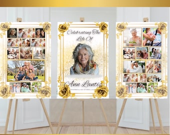 Funeral Photo Collage Template Bundle, Funeral Welcome Sign Template, Celebration of Life, In Loving Memory, Easel Display Memorial Poster
