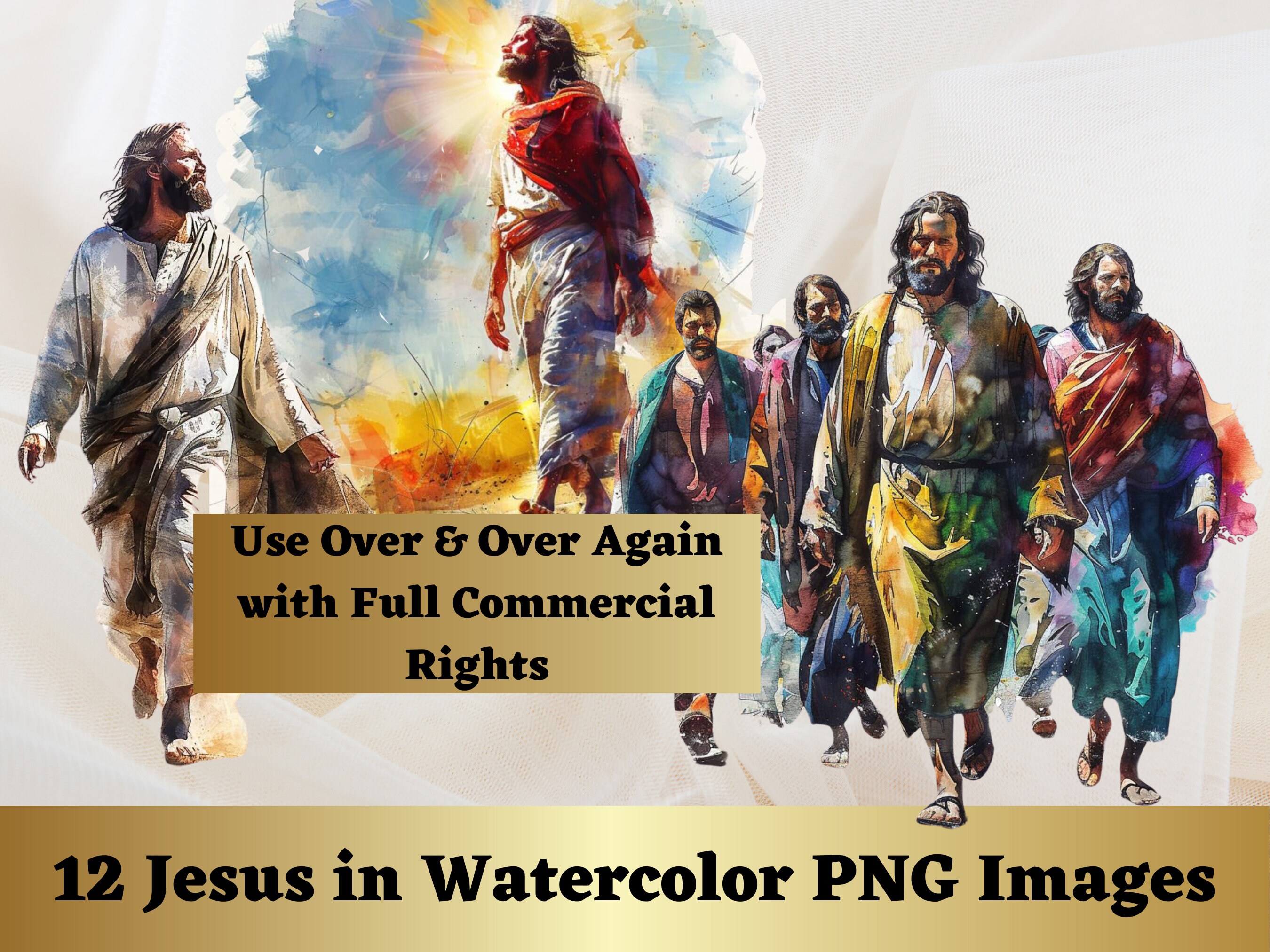 Jesus Watercolor Clipart Bundle, Religious and Bible PNG Images for ...