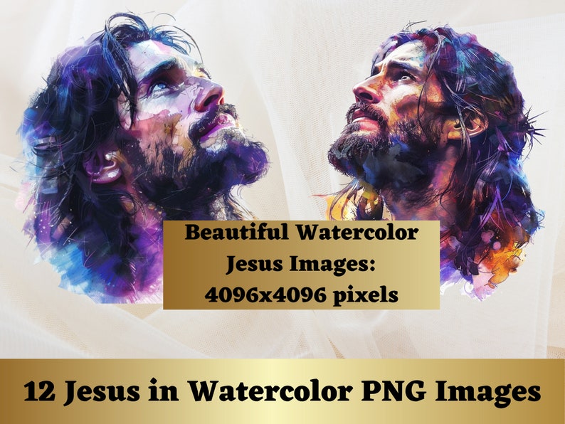 Jesus Watercolor Clipart Bundle, Religious and Bible PNG Images for ...
