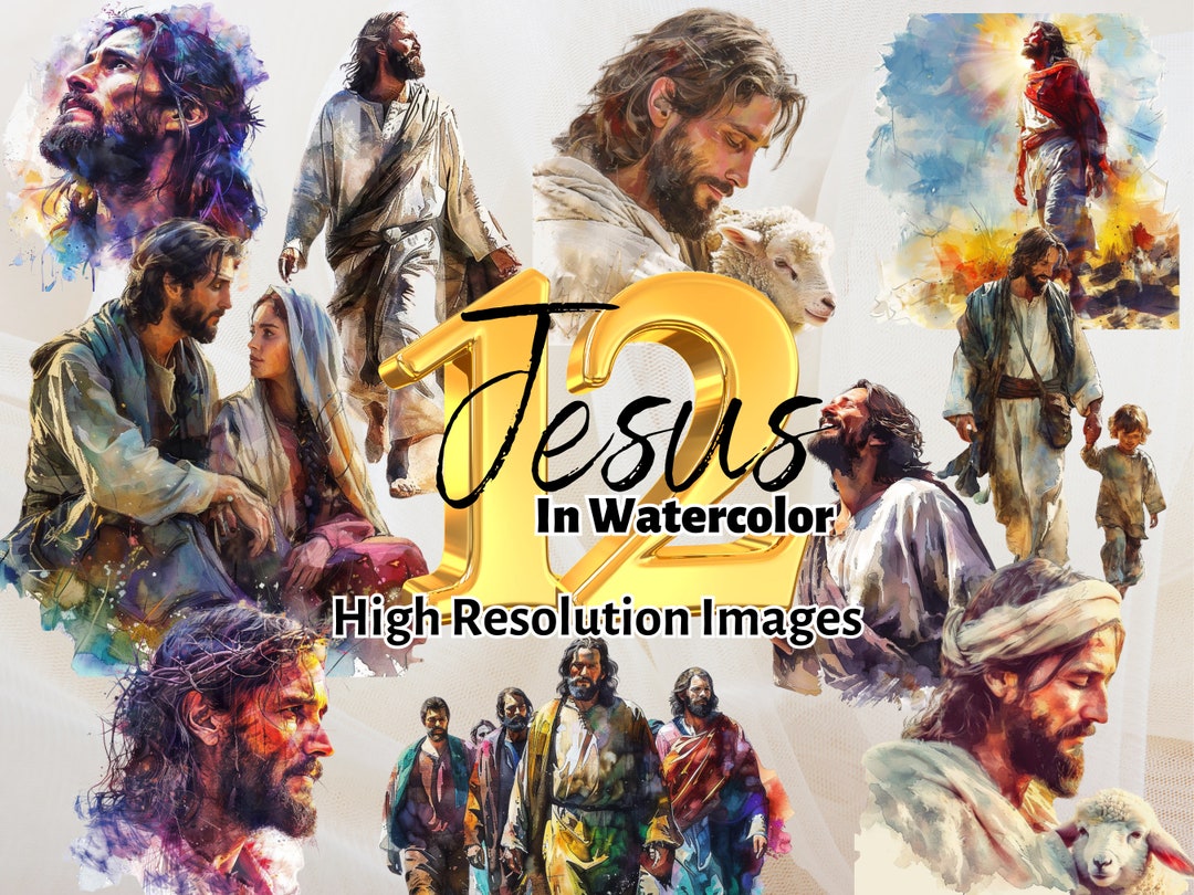 Jesus Watercolor Clipart Bundle, Religious and Bible PNG Images for ...