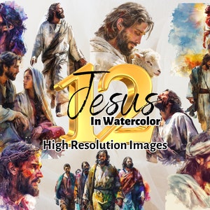 Jesus Aquarell Clipart Bundle, religiöse und Bibel PNG-Bilder für kommerzielle Nutzung, christlicher Jesus Christus Clipart Bundle, christliches Ostern