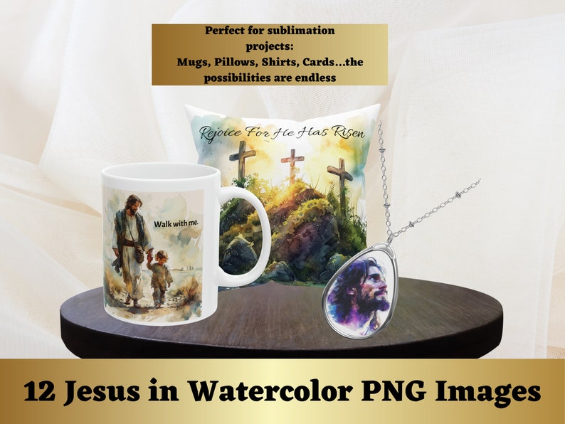 Jesus Watercolor Clipart Bundle, Religious and Bible PNG Images for ...