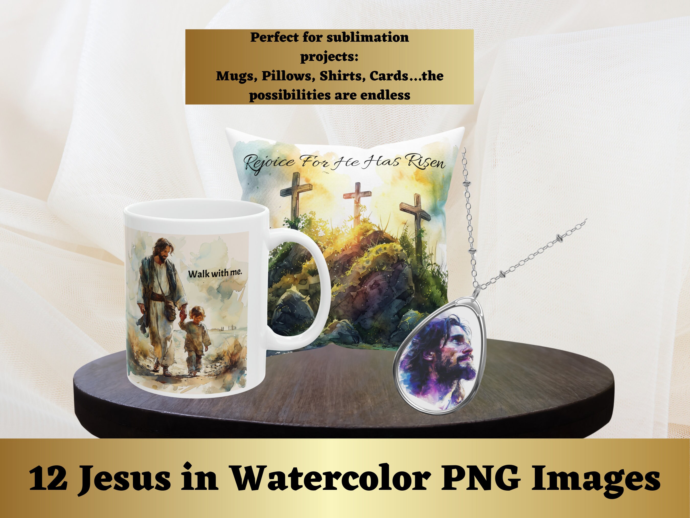 Jesus Watercolor Clipart Bundle, Religious and Bible PNG Images for ...