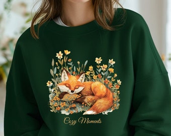 Cottagecore Fox Sweatshirt: Cozy Autumn Woodland Animal Pullover