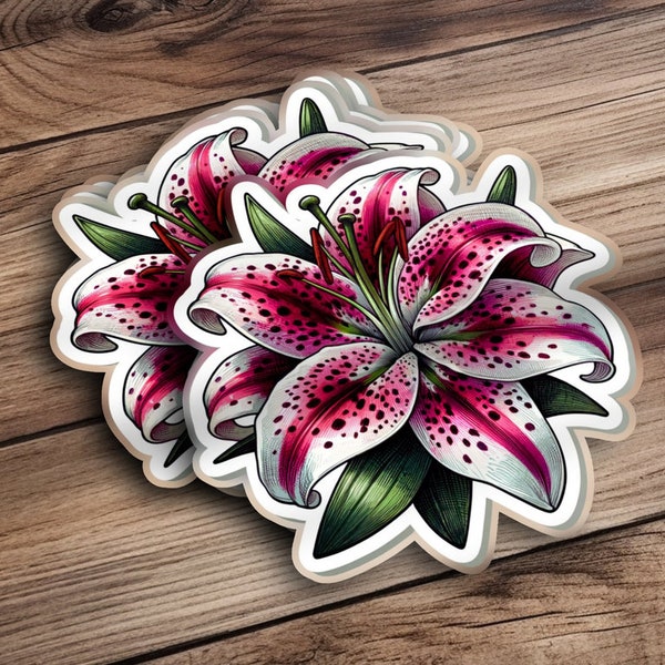 Stargazer lily Sticker, Cute Stickers, Kawaii Stickers, Lily Decal, Stickers For Kids, Flower Sticker, Gift For Her, Flower Decor, Scrapbook