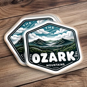 Ozark Mountains Aufkleber, Outdoor-Abenteuer-Vinyl-Aufkleber, Wandern, Naturkunst, malerisches Reise-Souvenir, wasserabweisender Aufkleber