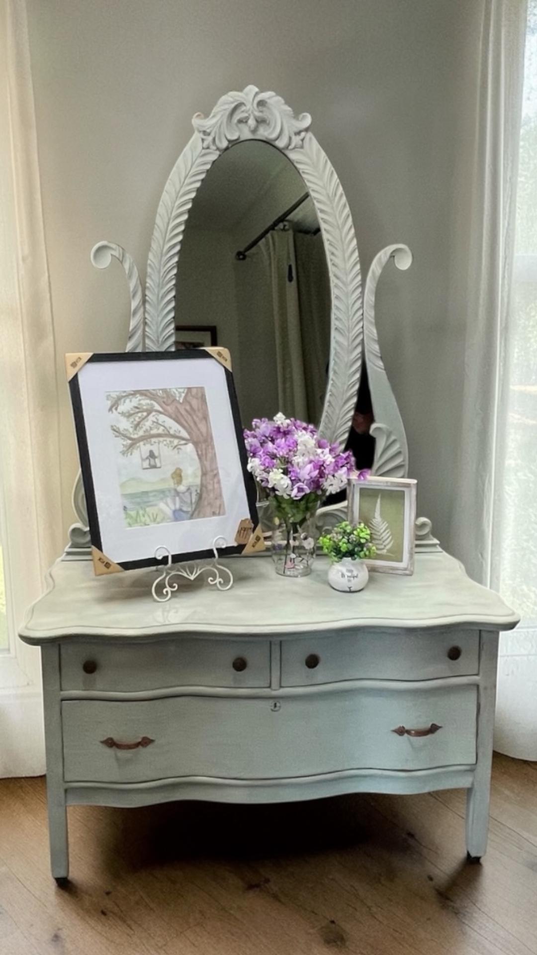 Antique Dresser With Mirror and Wheels - Etsy