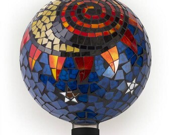 Sunset Iridescent Tiled Colorful Glass Garden Ball