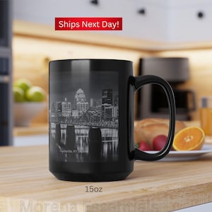 Louisville KY Skyline Black Mug: Kentucky Travel Gift