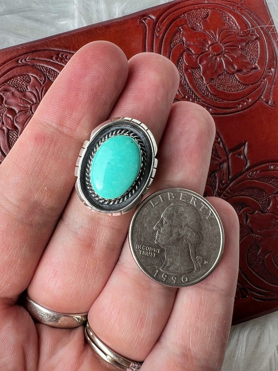 Kingman Turquoise 925 Sterling Silver Ring- Size 8 - image 2