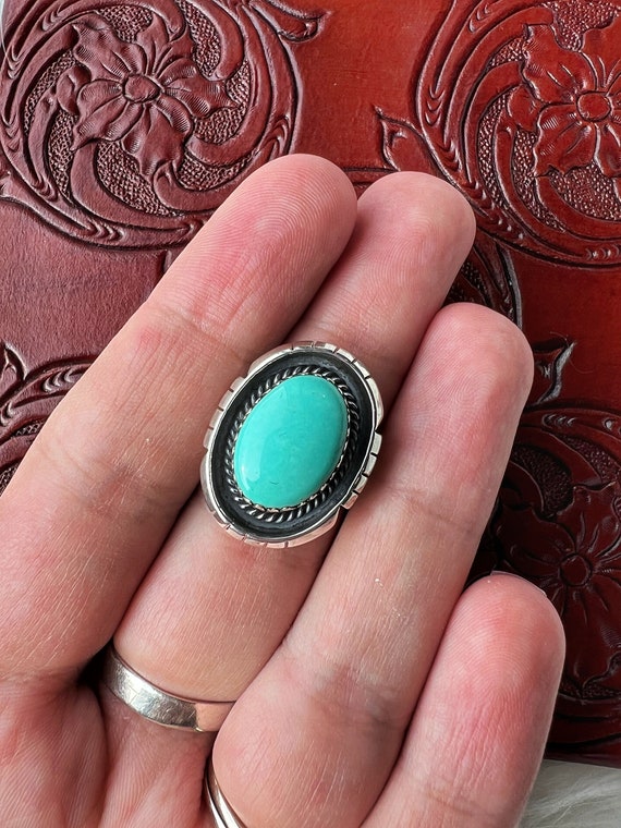 Kingman Turquoise 925 Sterling Silver Ring- Size 8 - image 3