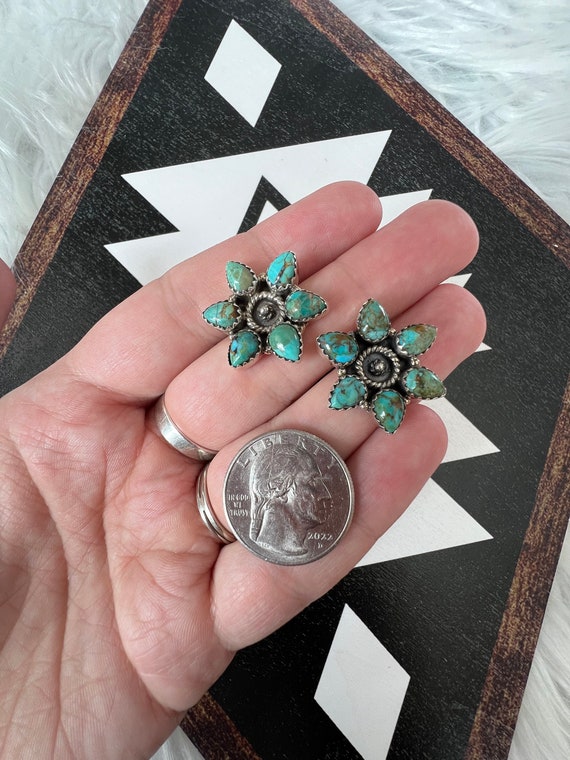 Authentic Turquoise Cluster Stud Earrings - image 6