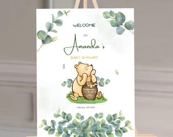 Honey Bear Baby Shower Welcome Sign. Vinyl Sign