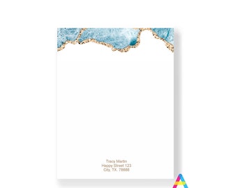 Personalized Teal marble note pad