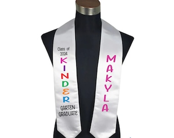 Custom Kindergarten Graduation Stole: Kid Sash. Kid graduation stole.