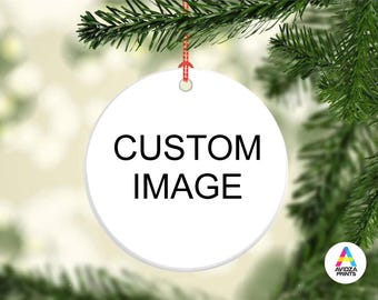 Christmas Ornament. Porcelain Round Custom Ornament. Your image Porcelain Ornament.