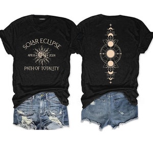 Solar Eclipse 2024 Path Of Totality T-shirt, 2024 Shirt, Friends Group Eclipse Event Souvenir Shirt, Astrology Total Solar Eclipse Souvenir image 2
