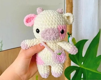Strawberry Cow Crochet pdf Pattern, Cow Pattern | Baby Cow Amigurumi PDF | Crochet Animal | Crochet Pattern Amigurumi, Cow Crochet