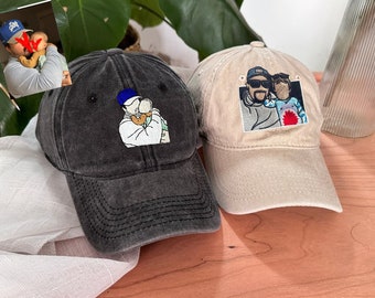 Custom Embroidered Portrait Hat, Embroidered Portrait From Photo Dad Hat, Portrait Embroidered Cap, Portrait Father's Dad, Outline Photo Hat