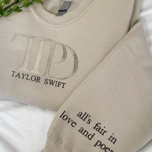 Tortured Poets Department TTPD Embroidered Sweatshirt, TS, Embroidered Sweatshirt, Embroidered All's Fair in Love and Poetry Sweatshirt image 1