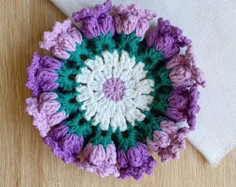 Flower crochet PATTERNS Crochet Flower Coaster Pattern, Tulip Flower Coaster Pattern, Crochet Plant Pot Coaster Set Pattern PDF
