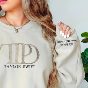 Tortured Poets Department TTPD Embroidered Sweatshirt, TS, Embroidered Sweatshirt, Embroidered All's Fair in Love and Poetry Sweatshirt image 2