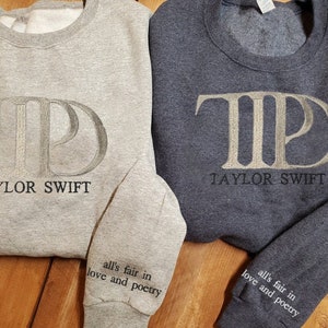 Tortured Poets Department TTPD Embroidered Sweatshirt, TS, Embroidered Sweatshirt, Embroidered All's Fair in Love and Poetry Sweatshirt image 4