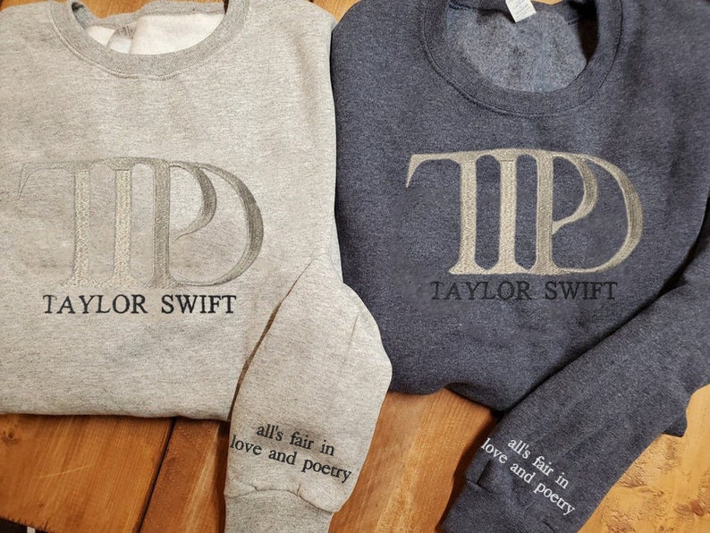 Tortured Poets Department TTPD Embroidered Sweatshirt, TS, Embroidered Sweatshirt, Embroidered All's Fair in Love and Poetry Sweatshirt image 4