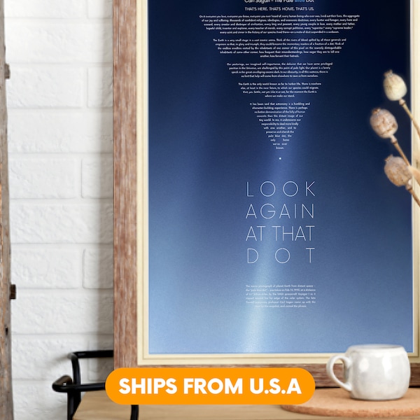 NASA Voyager 1 Mission Anniversary Wall Art Poster Decor | Carl Sagan Full Transcripted Speech - The Pale Blue Dot | Science Enthusiast Gift