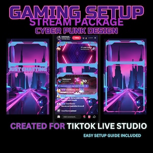 Neon City TikTok LIVE Overlay Pack – Cyberpunk Pink Stream Scenes & Graphics | Animated + Static | Easy Setup Kit for TikTok Live Studio