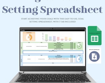 Digital Goal Planner Google Sheet Spreadsheet, Goal Tracker Spreadsheet ...