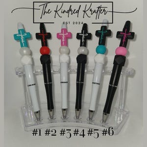 Beaded Pen with Cross Charm: Christian Gift, Bible Study