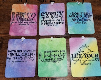 Bible Verse Air Fresheners | Christian Car Decor | Faith Based Gift | Christian Car Charm | Pastel Watercolor Inspirational Gifts for Women