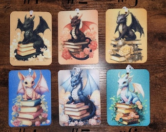 Enchanted Library Dragons Air Fresheners | Fantasy Reader Gift | Dragon Lover Gift | Booktok Car Freshie | Fantasy Car Decor | Gifts For Her