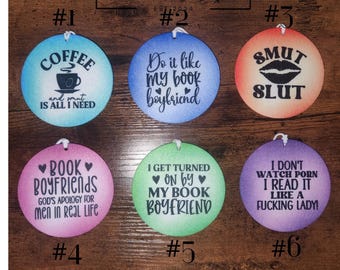 Funny Bookish Car Air Freshener: Felt Scent Diffuser, Booktok Gift