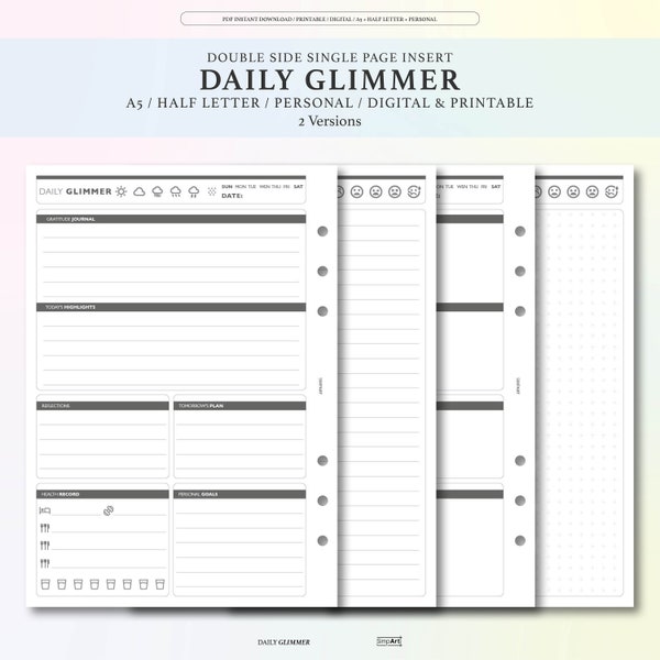 Daily Serenity Journal A5 Personal Mood & Activity Diary, Health Planner, Printable Planner, Mood Journal, Activity Tracker