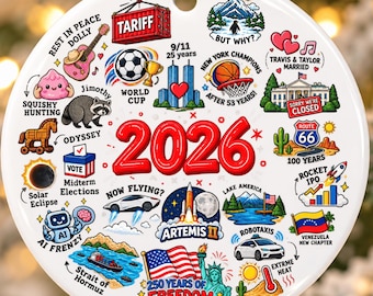 2026 Christmas Ornament, USA 2026 Year in Review Christmas Ornament, Major Notable Events Remember Keepsake, 2026 Year to Remember Gift