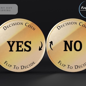 Yes or No Decision Coin,  Fun Flip Coin for Quick Choices, Collectible Decision Maker, Unique Gift, Metal Challenge Coin, Party Game Token