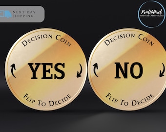 Yes or No Decision Coin,  Fun Flip Coin for Quick Choices, Collectible Decision Maker, Unique Gift, Metal Challenge Coin, Party Game Token