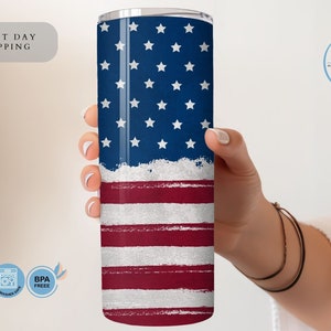 Personalized American Flag Tumbler, Custom Insulated Tumbler, American Flag Gifts, American Flag Cup, Patriotic Tumbler, Fourth of July Gift