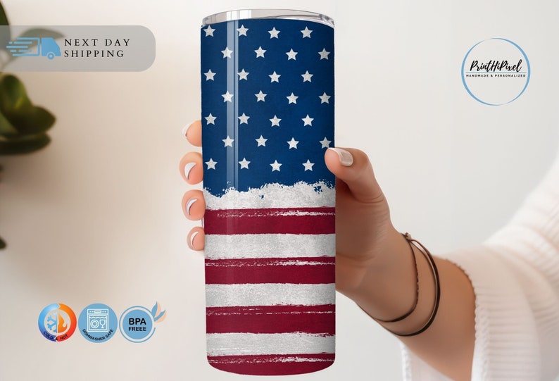 Personalized American Flag Tumbler, Custom Insulated Tumbler, American Flag Gifts, American Flag Cup, Patriotic Tumbler, Fourth of July Gift