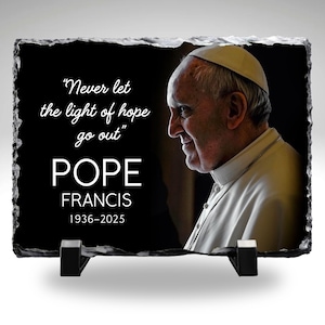Lousa em memória do Papa Francisco, Lousa em homenagem católica, Presente de lembrança espiritual, Em memória amorosa do Papa Francisco