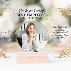 Personalized Employee Award, Custom Award for Employee of the Month Plaque, Employee gift Sign, Thank You Gift Plaque