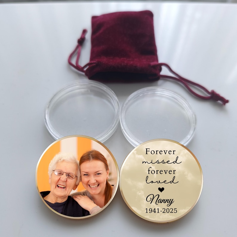 Funeral Favors for Guests, Custom Photo Memorial Coin, Dad Mom Memorial ...