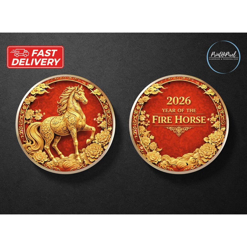 2026 Year Of The Fire Horse Coin, Chinese New Year Gifts, Lunar New Year 2026 Keepsake, Zodiac Asian Culture Decoration Gift zdjęcie 1