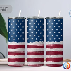 Personalized American Flag Tumbler, Custom Insulated Tumbler, American Flag Gifts, American Flag Cup, Patriotic Tumbler, Fourth of July Gift