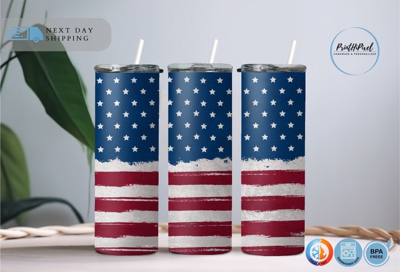 Personalized American Flag Tumbler, Custom Insulated Tumbler, American Flag Gifts, American Flag Cup, Patriotic Tumbler, Fourth of July Gift