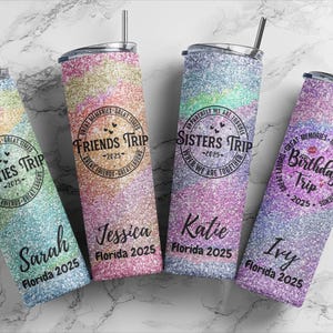 Personalized Cruise Vacation Name Tumbler, Customized Bachelorette Party Tumbler, Drinking Cups, Graduation Birthday Gift, Girls Trip Cup